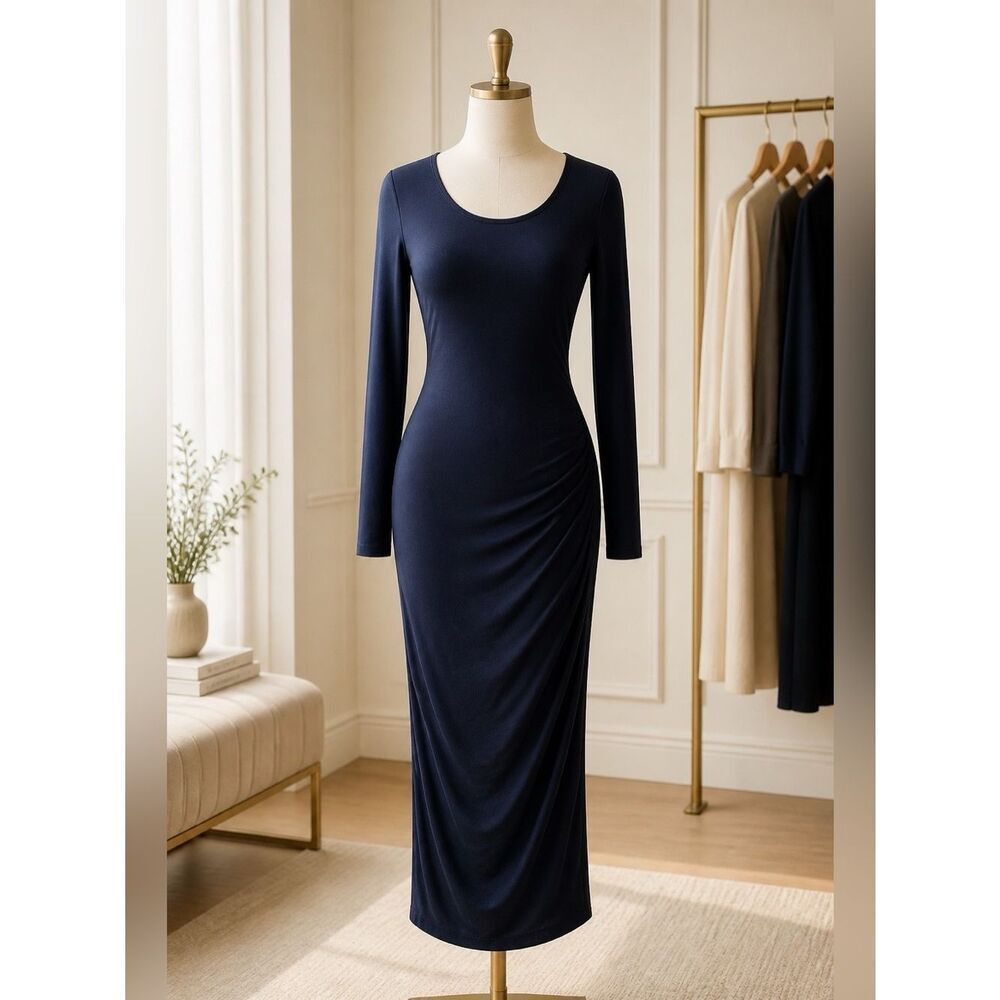 Navy Blue Maternity Long Sleeve T-shirt Dress Size Small EUC